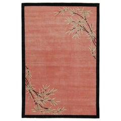 Rug & Kilim's Chinese Art Deco Style Rug in Pink with Floral Patterns