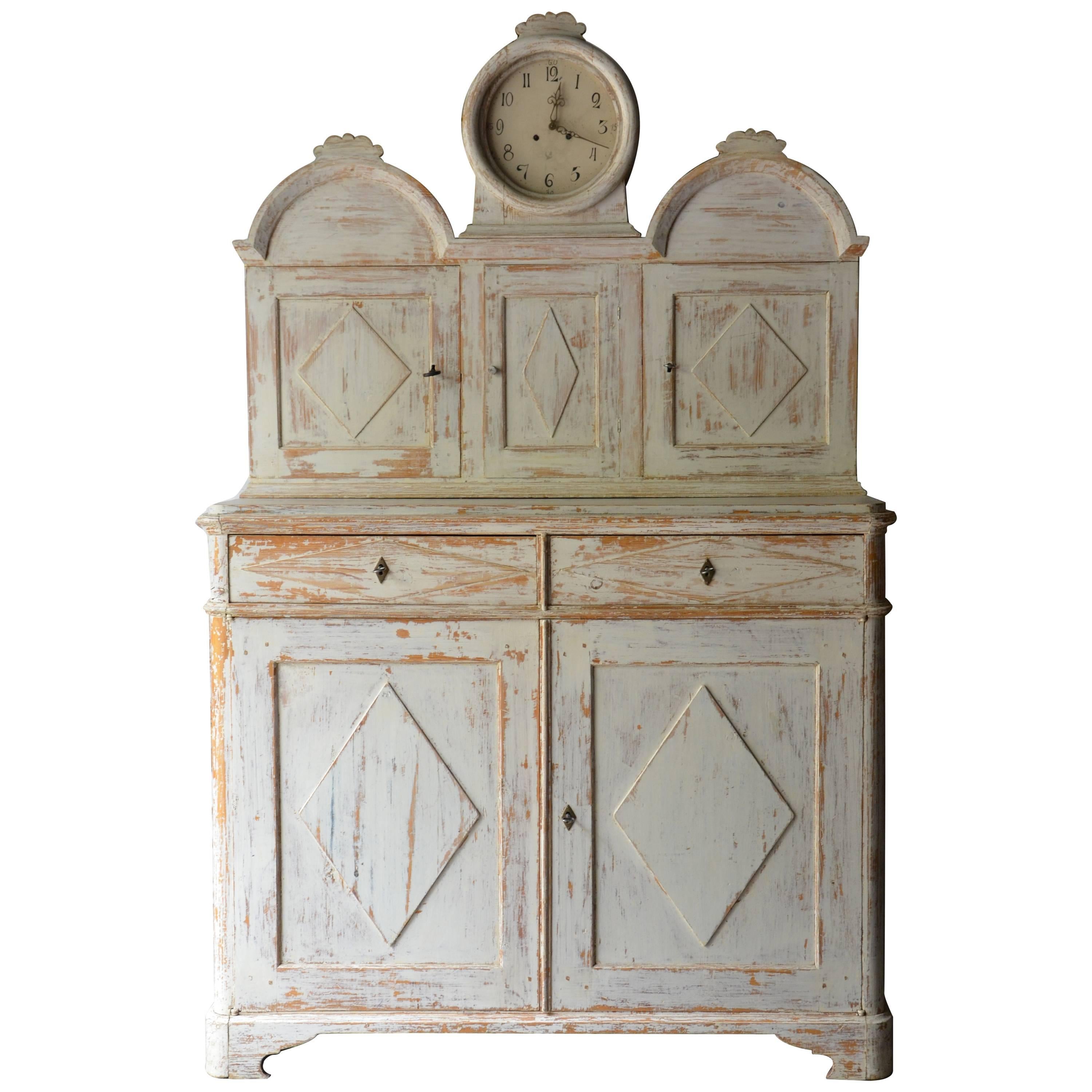 Rare Swedish Gustavian Clock Cupboard