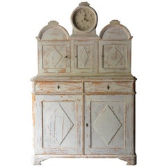 Antique Rare Swedish Gustavian Clock Cupboard