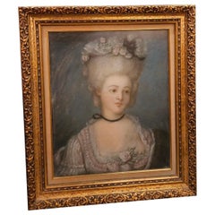 Antique Early 19th Century French Pastel Portrait Madame Du Barry