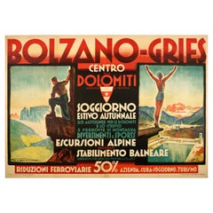 Original Vintage Italy Travel Poster Bolzano Gries Dolomites Franz Lenhart