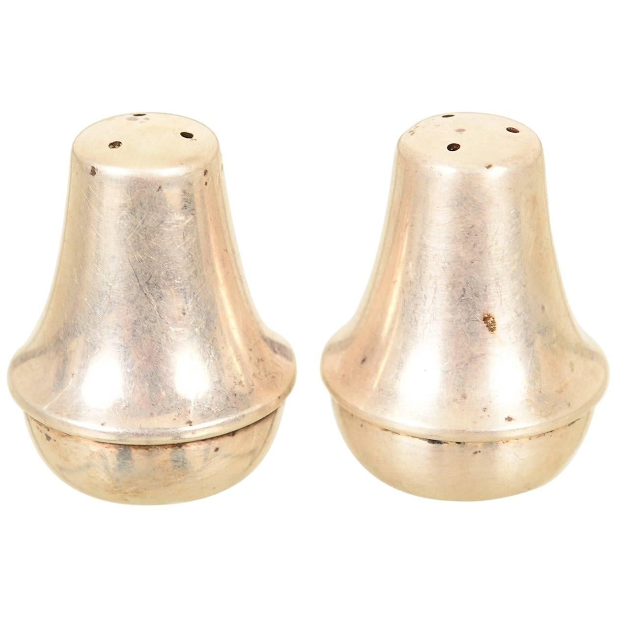 Pair of Mid-Century Modern Silver Salt and Pepper Shakers