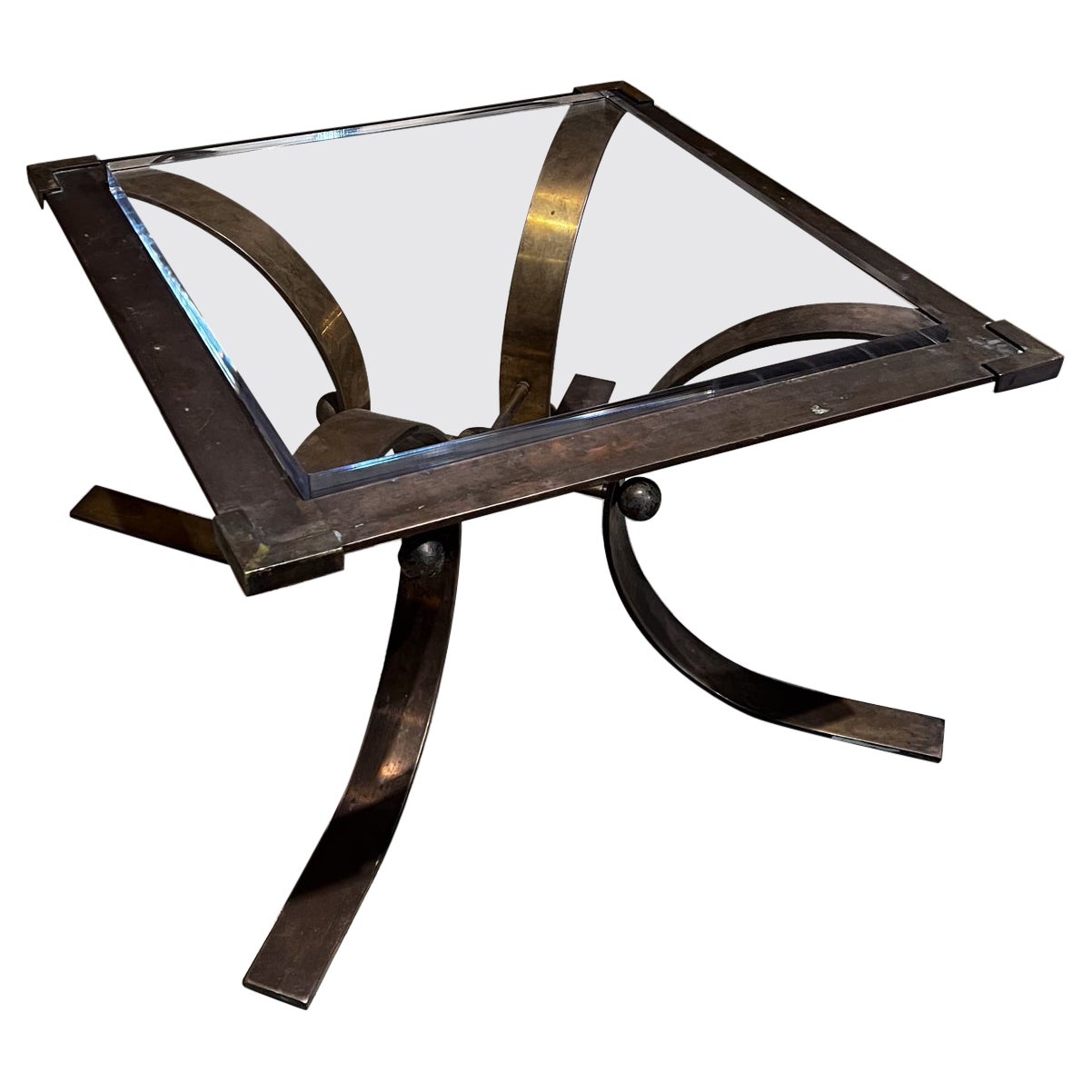 1950s Arturo Pani Sculptural Side Table in Patinated Brass Mexico City