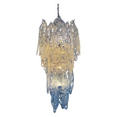 Vintage 1960s Large Murano glass chandelier in model "Ragnatela" by mazzega