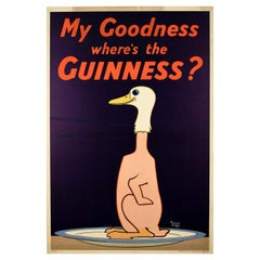 Rare Original Vintage Guinness Poster My Goodness Where's The Guinness Goose