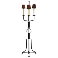 Retro Midcentury Iron Candlestick Floor Lamp, attributed to Tommi Parzinger