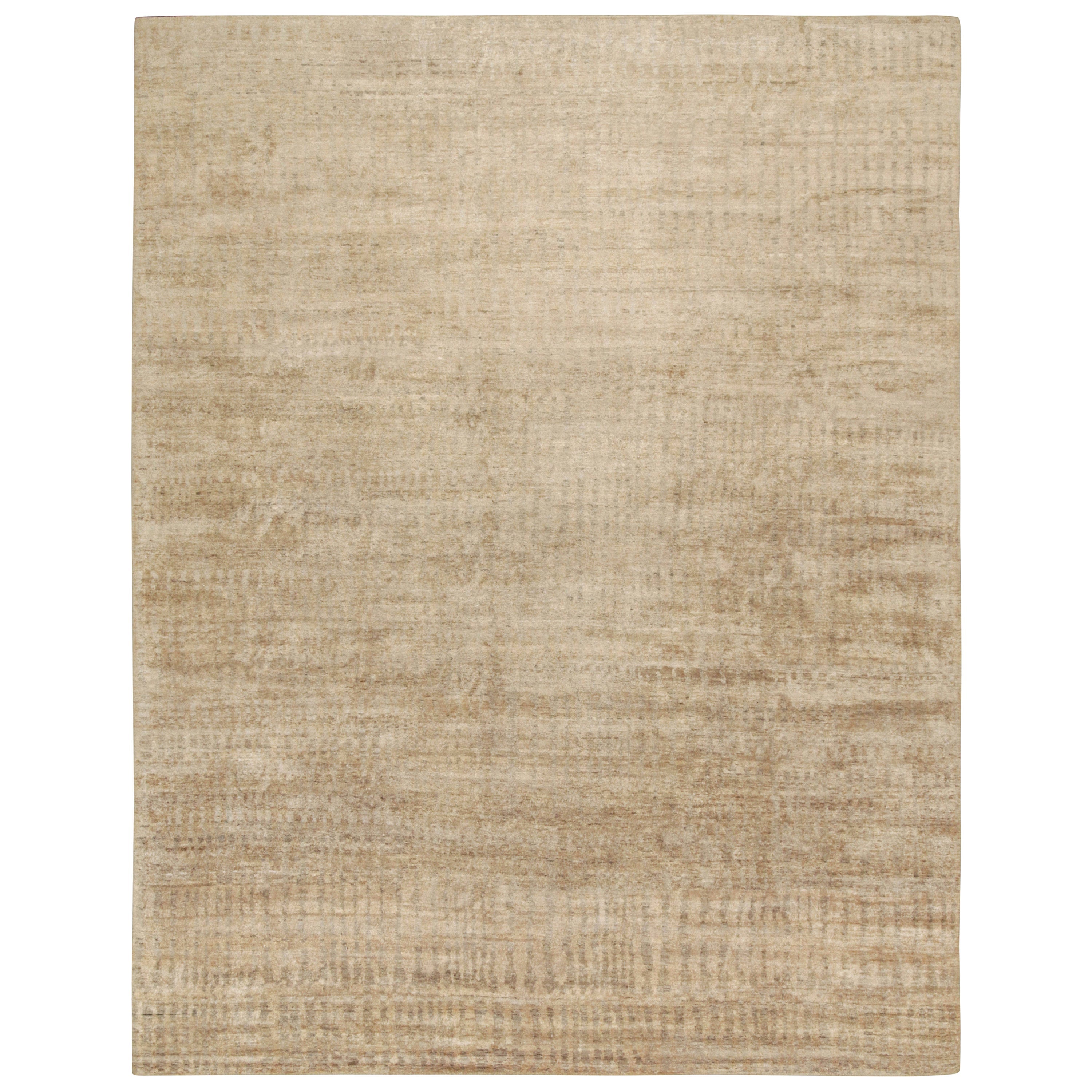 Rug & Kilim’s Contemporary Rug in Beige-Brown Tone-on-Tone Striae For Sale