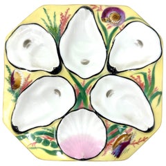 Antique French Limoges Porcelain Yellow Oyster Plate, Circa 1880-1890.