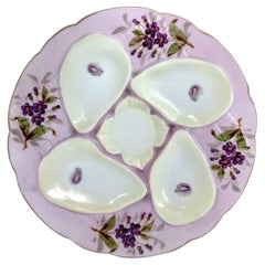 Antique Continental Porcelain Hand-Painted Purple Oyster Plate, Circa 1900.