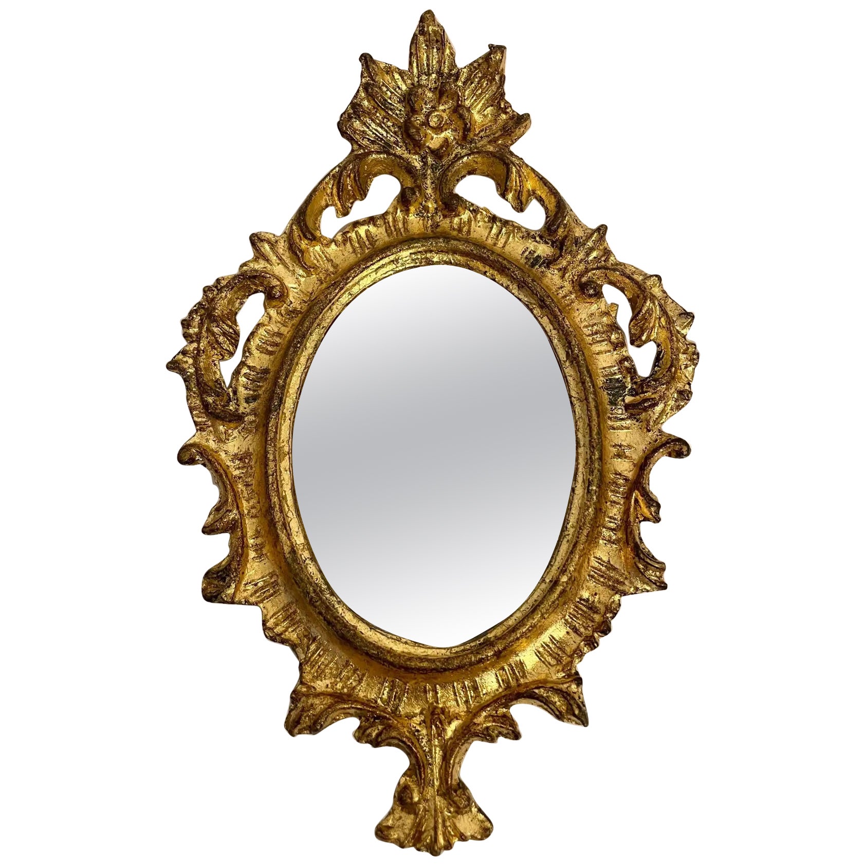 Miroir italien Florentine en bois doré d'époque