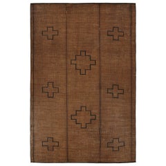 Vintage Moroccan Tuareg Mat with Brown Geometric Patterns, from Rug & Kilim