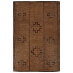 Tapis touareg marocain vintage à motifs géométriques Brown, de Rug & Kilim