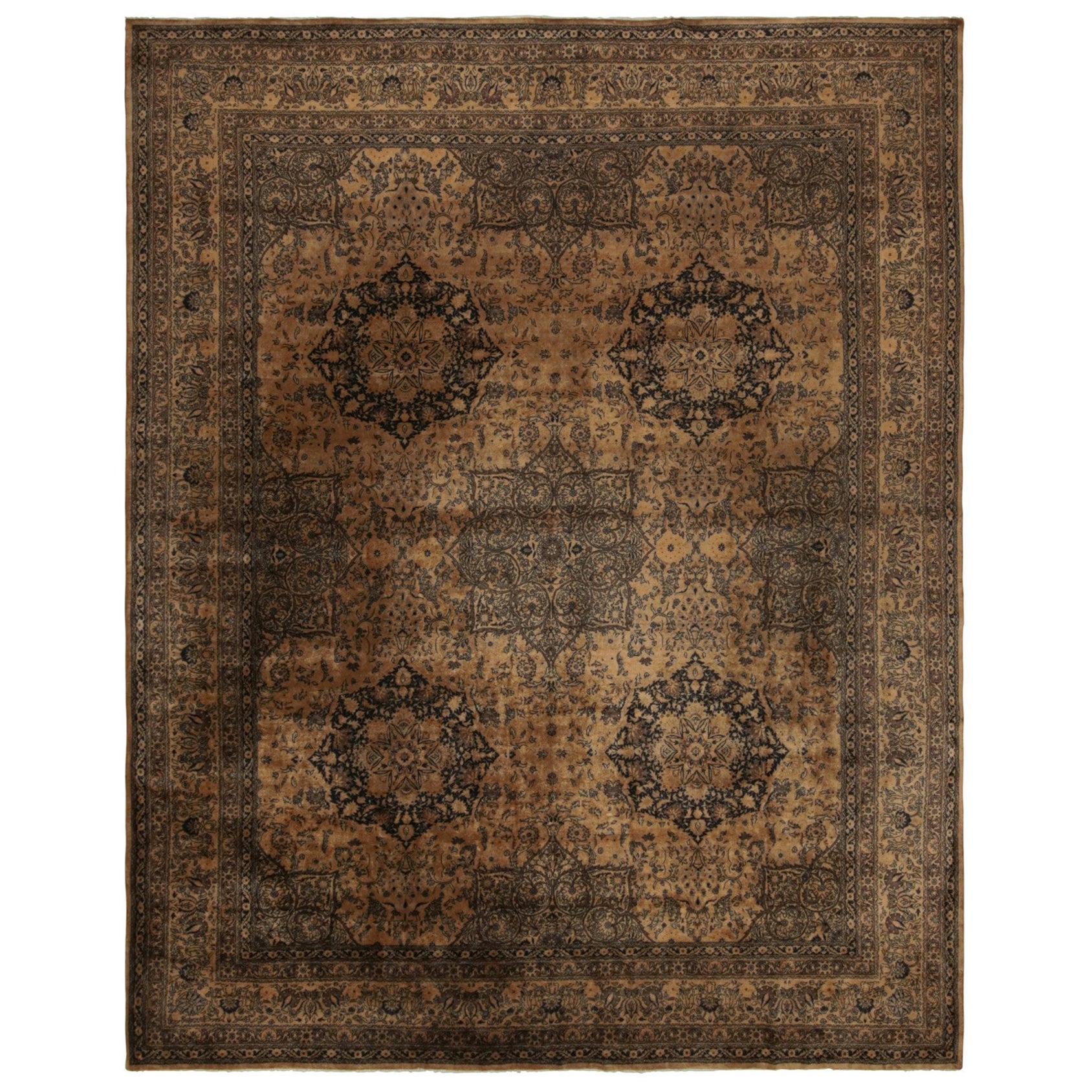 Antique Persian Tabriz Rug in Brown, with Geometric Patterns, from Rug & Kilim For Sale