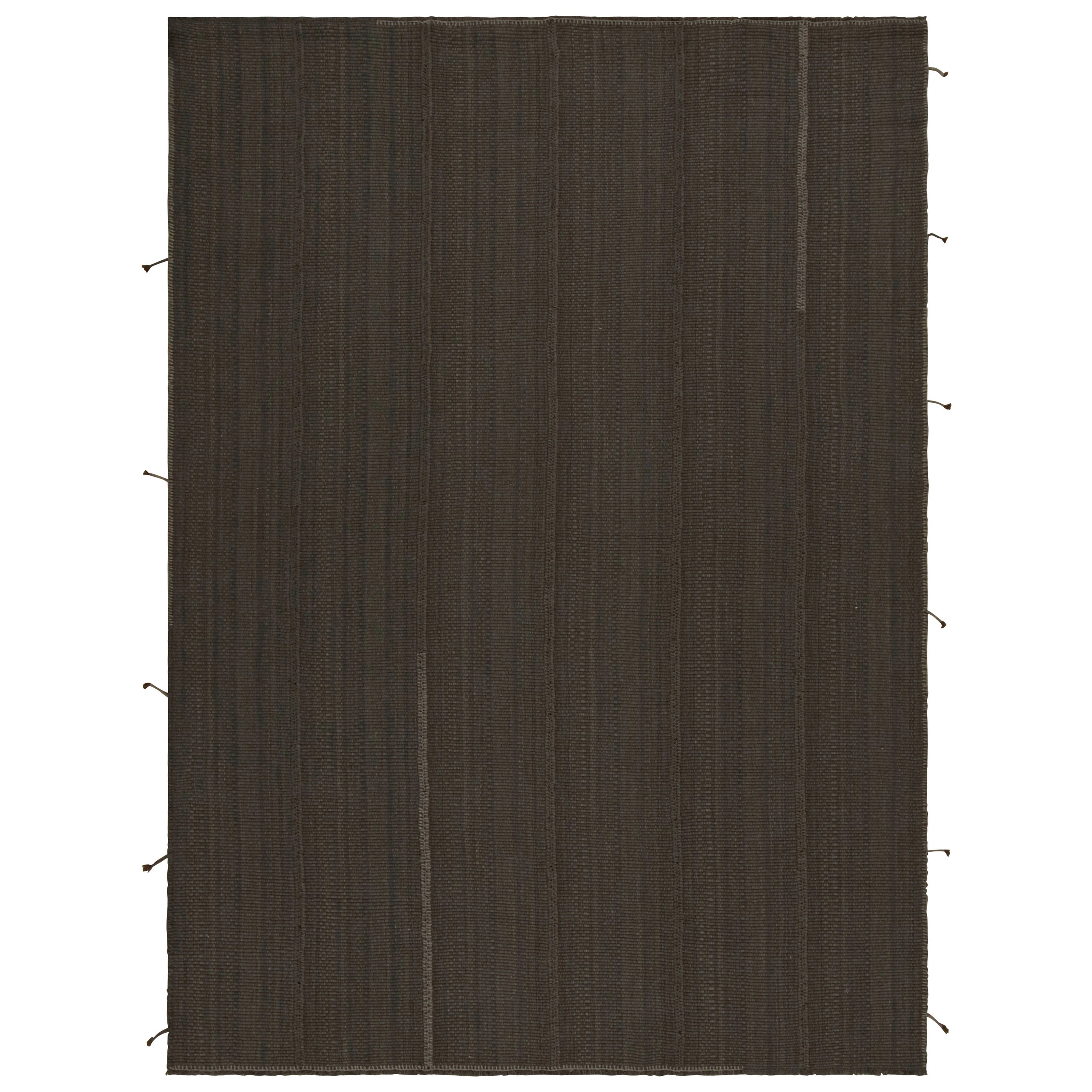 Rug & Kilim’s Contemporary Kilim in Brown, with Beige Accents For Sale