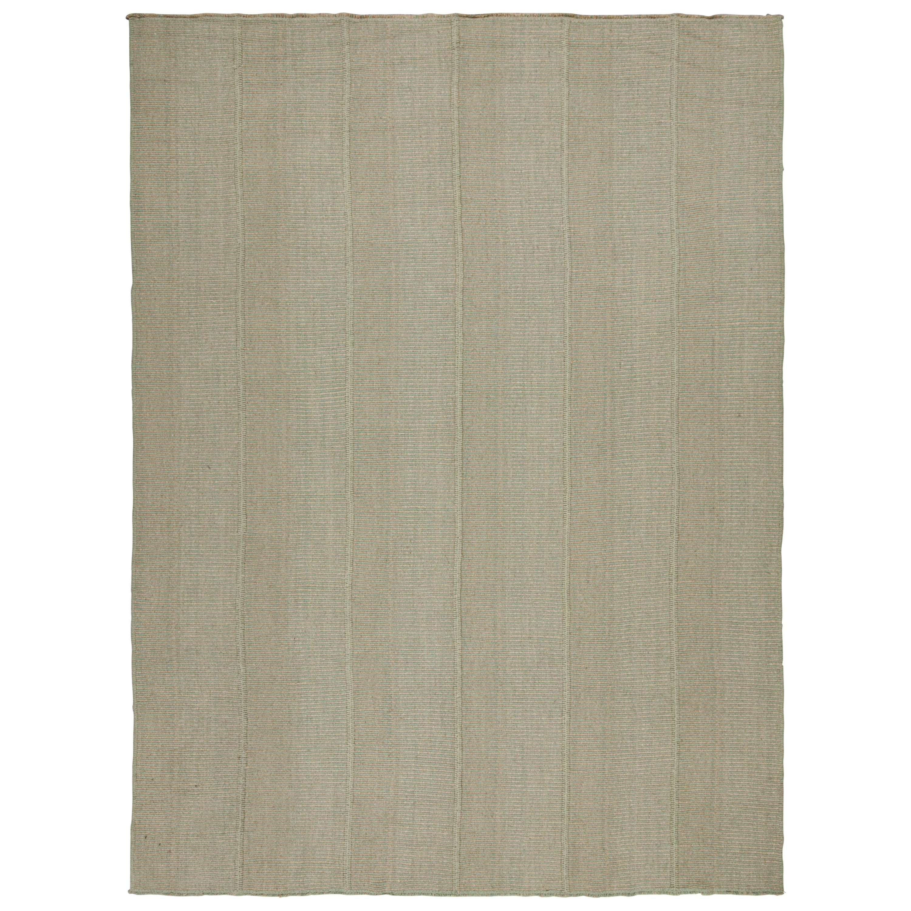 Rug & Kilim’s Contemporary Kilim in Green, with Beige Accents For Sale