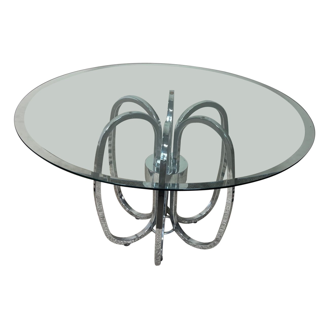 Mid Century Modern Milo Baughman Round Chrome And Glass Coffee Table