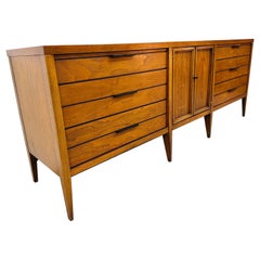 Mid-Century Modern Lane Tuxedo Walnut Triple Dresser