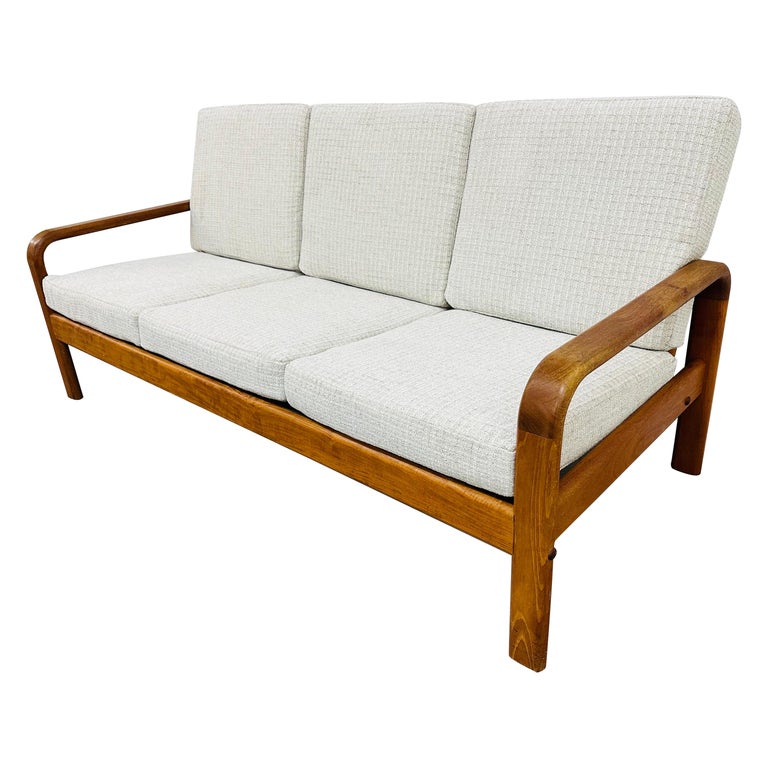 Midcentury Carved Wood Frame Gothic Style Three-Seat Sofa For Sale at  1stDibs