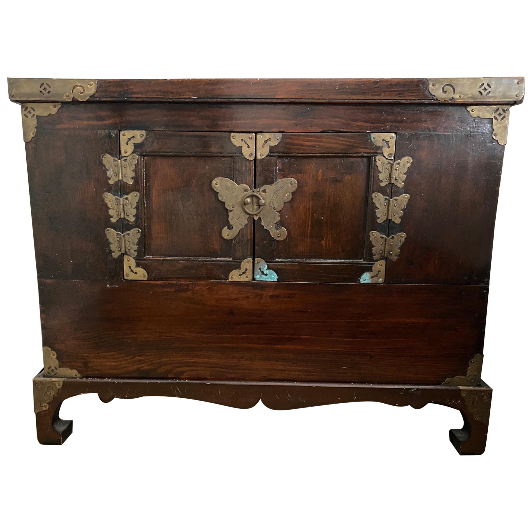 Chinese Kang Low Two Door Cabinet on Stand, 19th Century For Sale