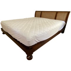 Retro King Size Teak & Caned Back Bed Frame by British Khaki