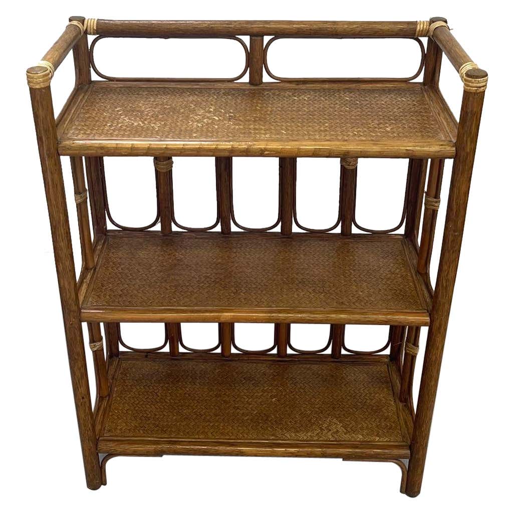 Bookcase Drawers Rattan Vintage Rattan and Wicker 3 Tier Bookshelf ( Online Purchase Only) For ...
