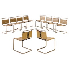 Ensemble de dix chaises B33 designées par Marcel Breuer, fer et cuir, Brésil, 1980