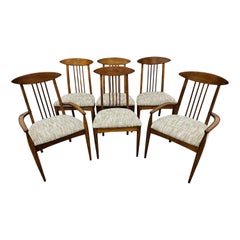 Vintage Mid-Century Modern Broyhill Sculptra Walnut Dining Chairs - Set of 6