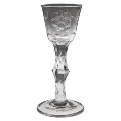 Jacobite Sympathy Facet Cut Wine Glass c1770