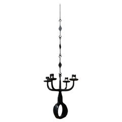 Retro Hand wrought iron chandelier bertil Vallien Sweden circa 1970