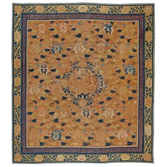 19th Century Chinese Yellow Blue Handmade Rug