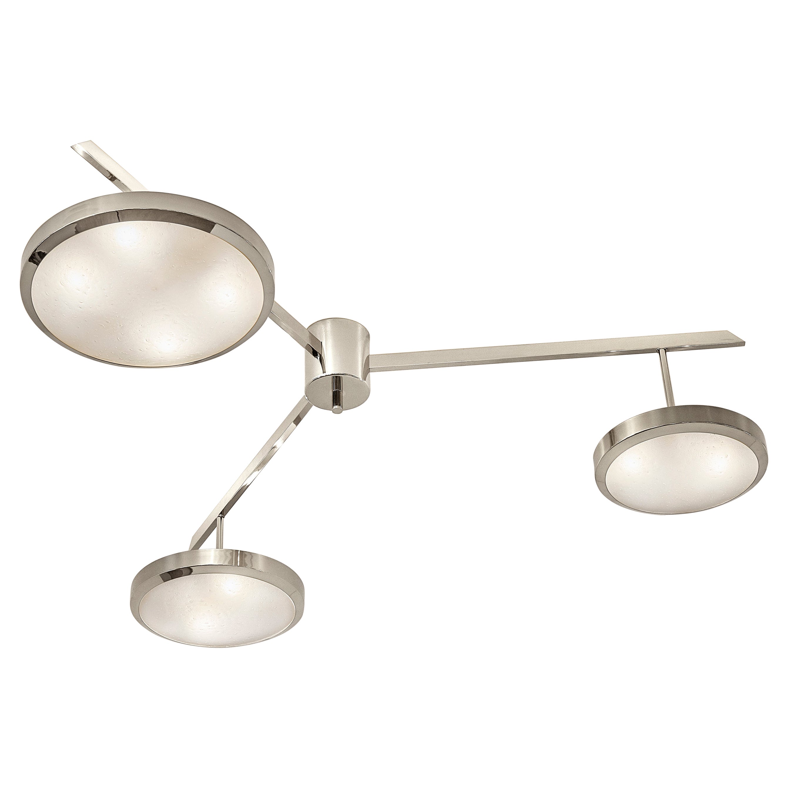 Tre Ceiling Light by Gaspare Asaro-Polished Nickel Finish For Sale