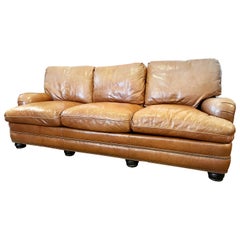 Hancock & Moore Saddle Leather Brown Nailhead Sofa