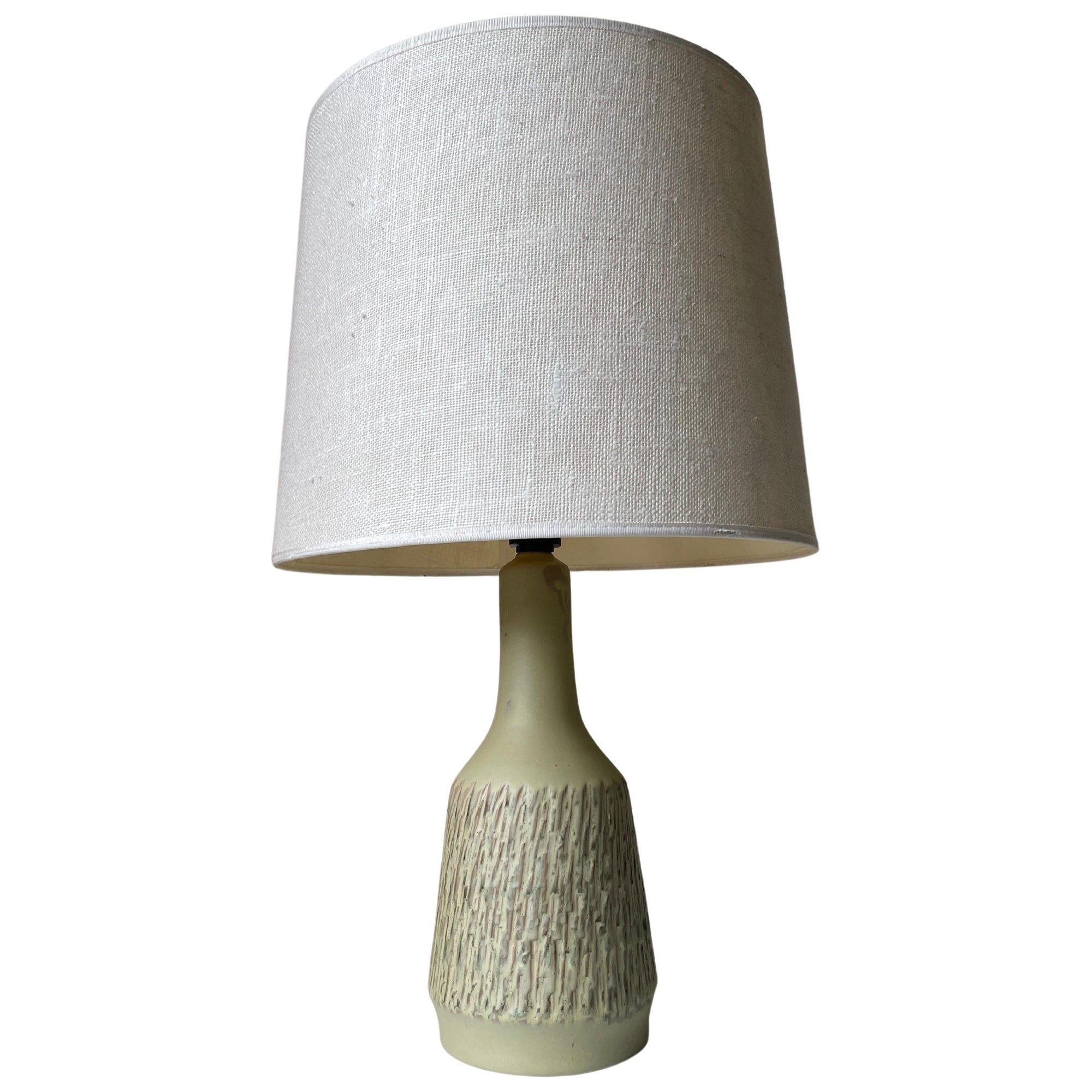Light Green Textured Ceramic Table Lamp, 1960s For Sale