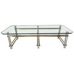 SALE-Charles Hollis Jones Lucite and Brass Coffee Table