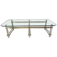 Charles Hollis Jones Lucite and Brass Coffee Table