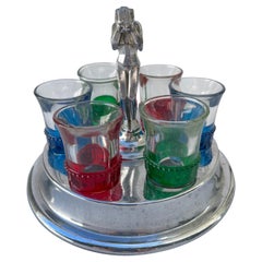 Art Deco Nude Farberware Shot Glass Server Set