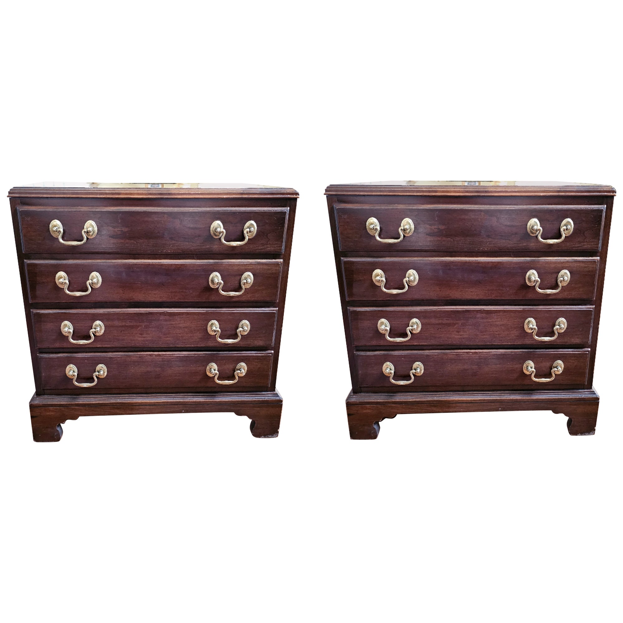 Pair of Chippendale Cherry Small Chest of Drawers / Nightstands For Sale