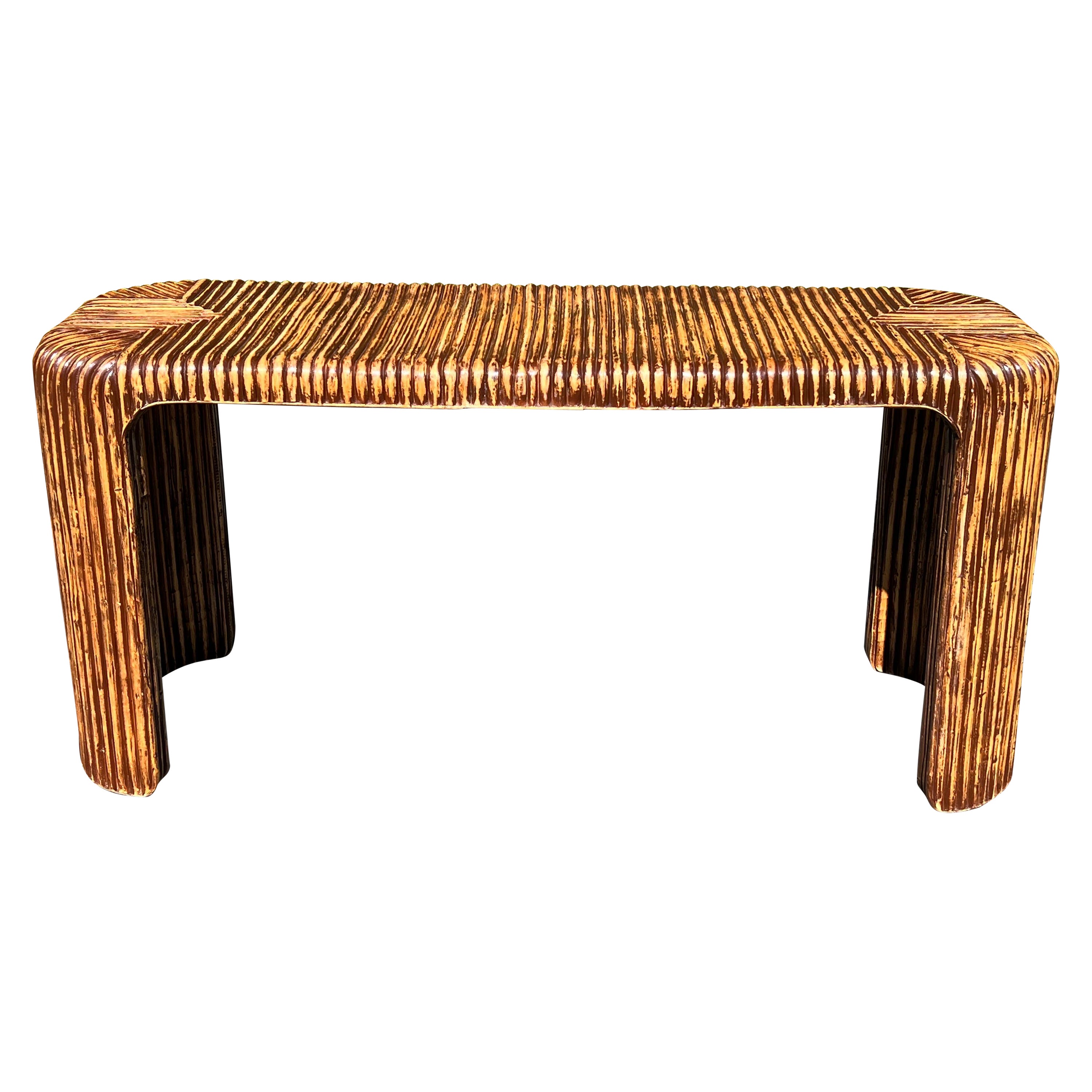 Palm Beach Regency Bamboo Console Table  For Sale