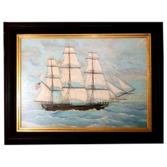 Large Marine Painting of the Frigate Essex by Will Robedee