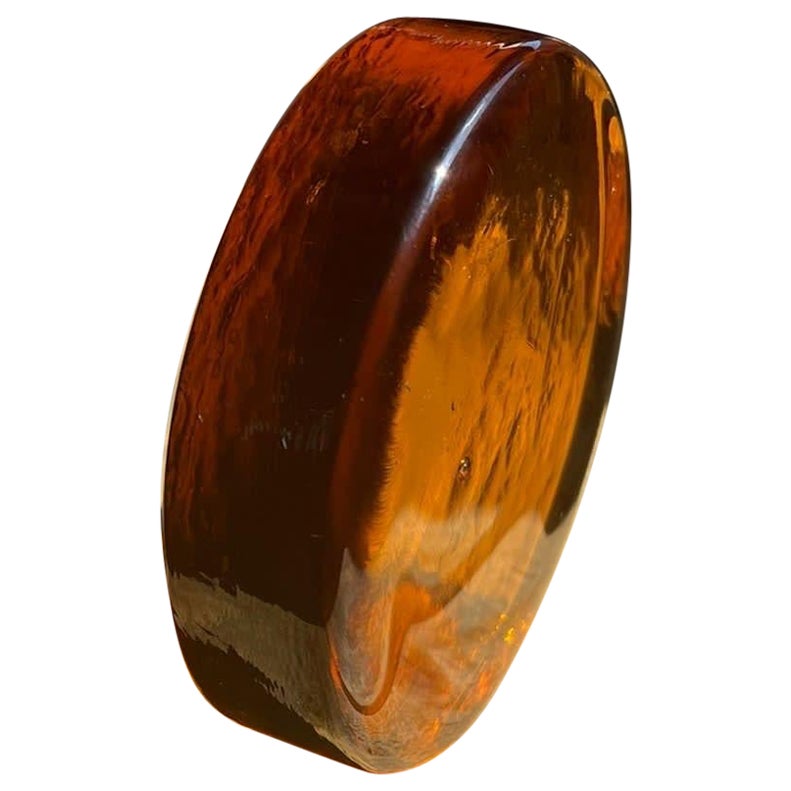 Vintage Mid Century Modern Amber Paper Weight For Sale