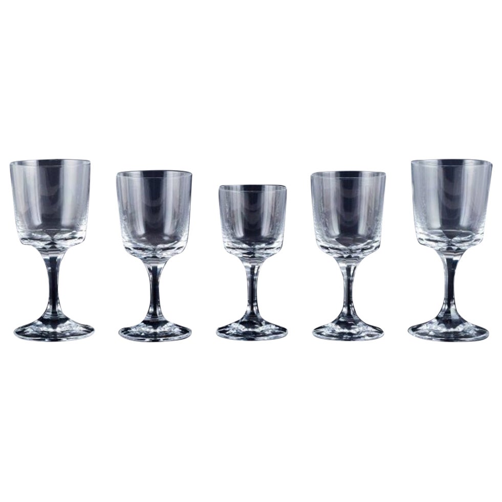 Set of five René Lalique Chenonceaux glasses. Mid-20th C.