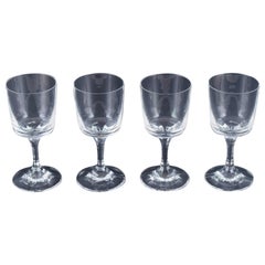 Set of four René Lalique Chenonceaux red wine glasses. Mid-20th C.