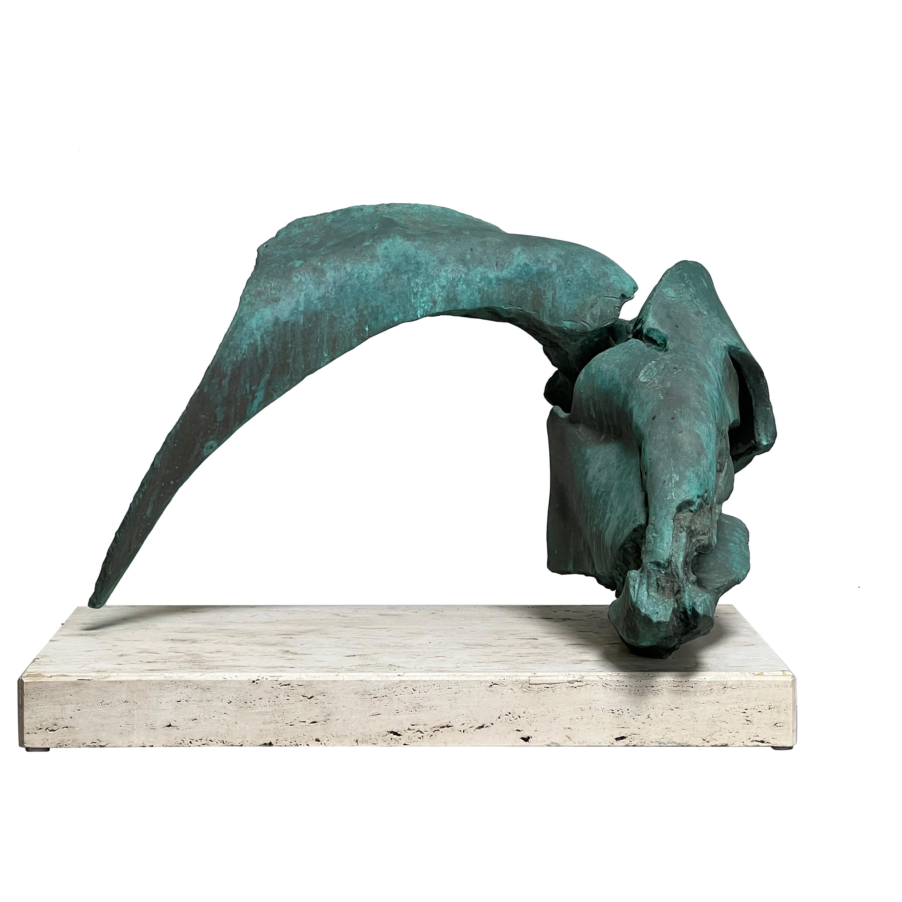 Scull and Horn, bronze sculpture by Jack Zajac