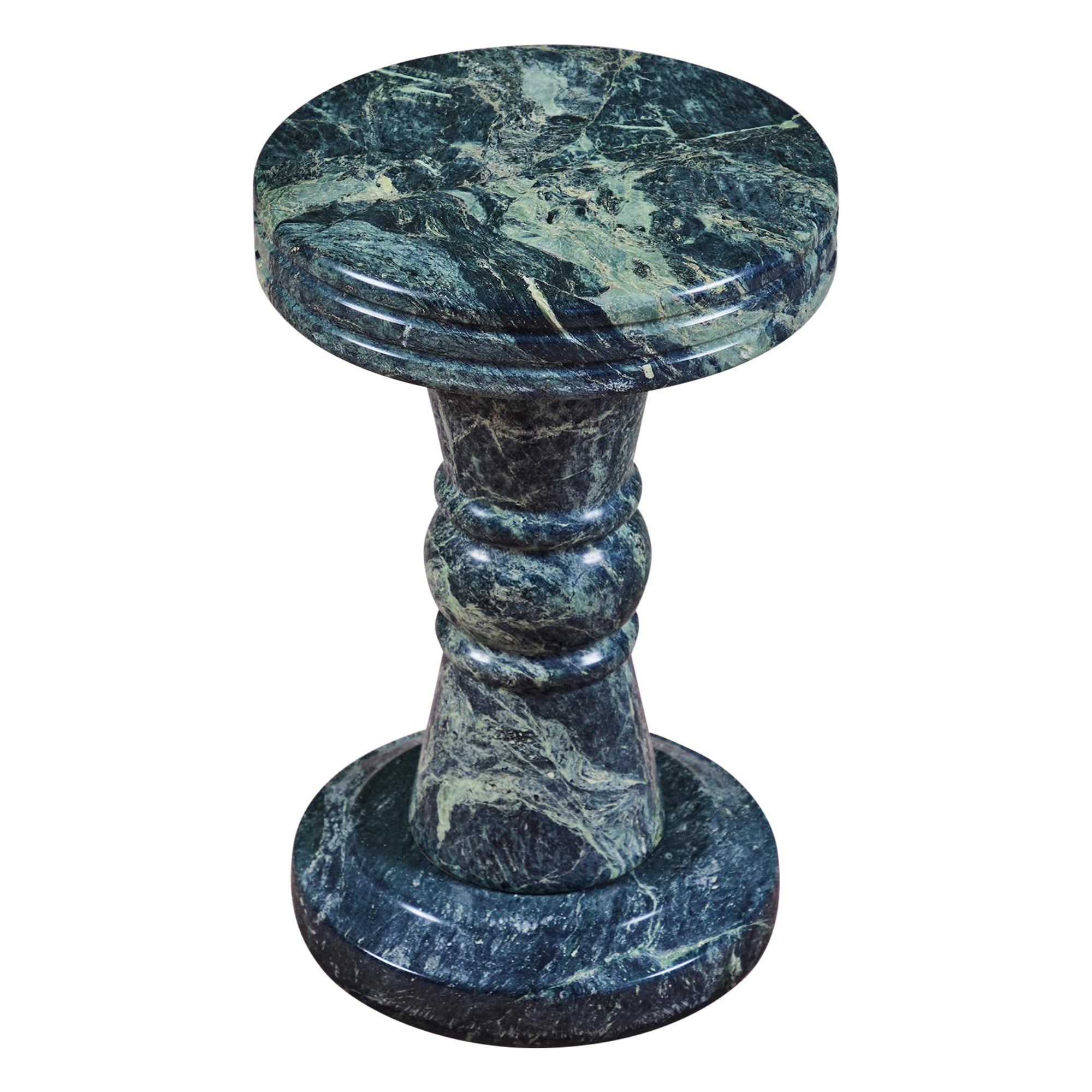 Green Marble Pedestal Side Table