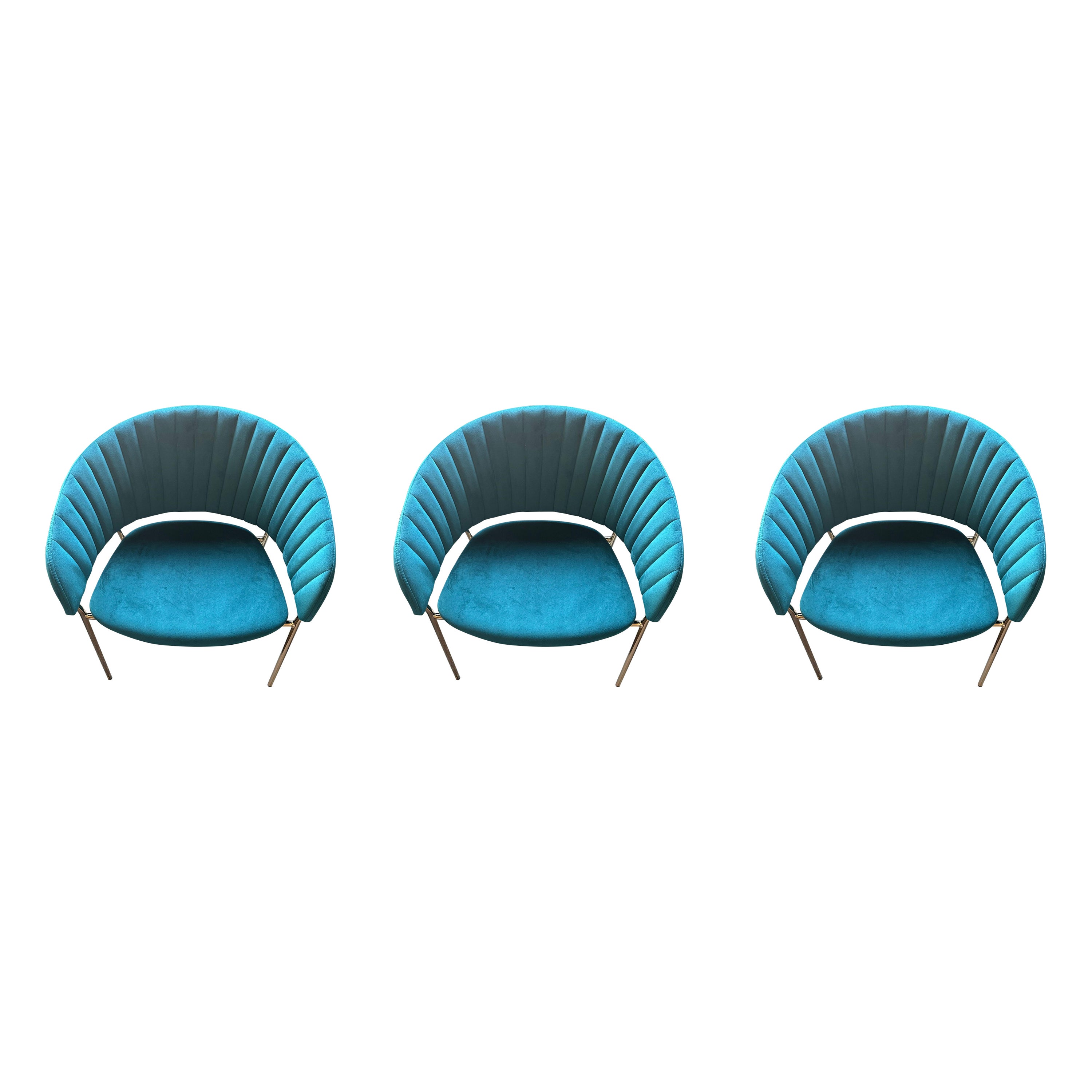 Tree New Spanish Chairs in Blue " Pavo Real "