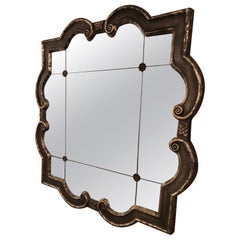 Vintage Elegant Black and Silvered Ghosted Aged Mirror