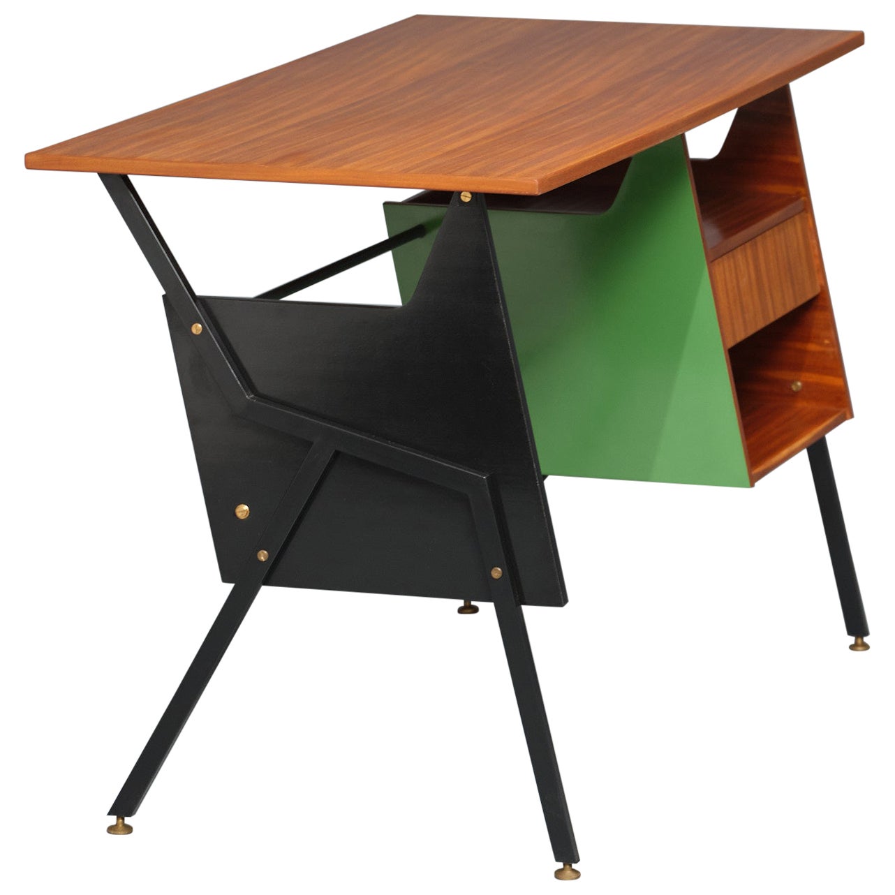 Italienischer Schreibtisch aus den 1950er Jahren mit raffiniertem Design und neu gestaltet von RETRO4M