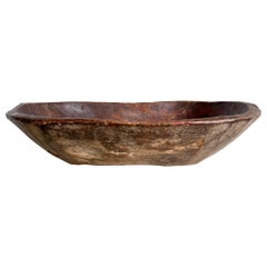 Large Primitive Hand Carved Wood Dough Bowl