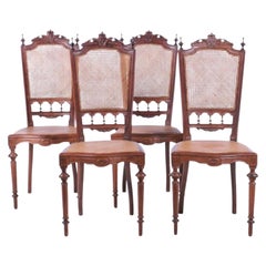 4 portugiesische Stühle aus brasilianischem Palisanderholz, 19. Jahrhundert