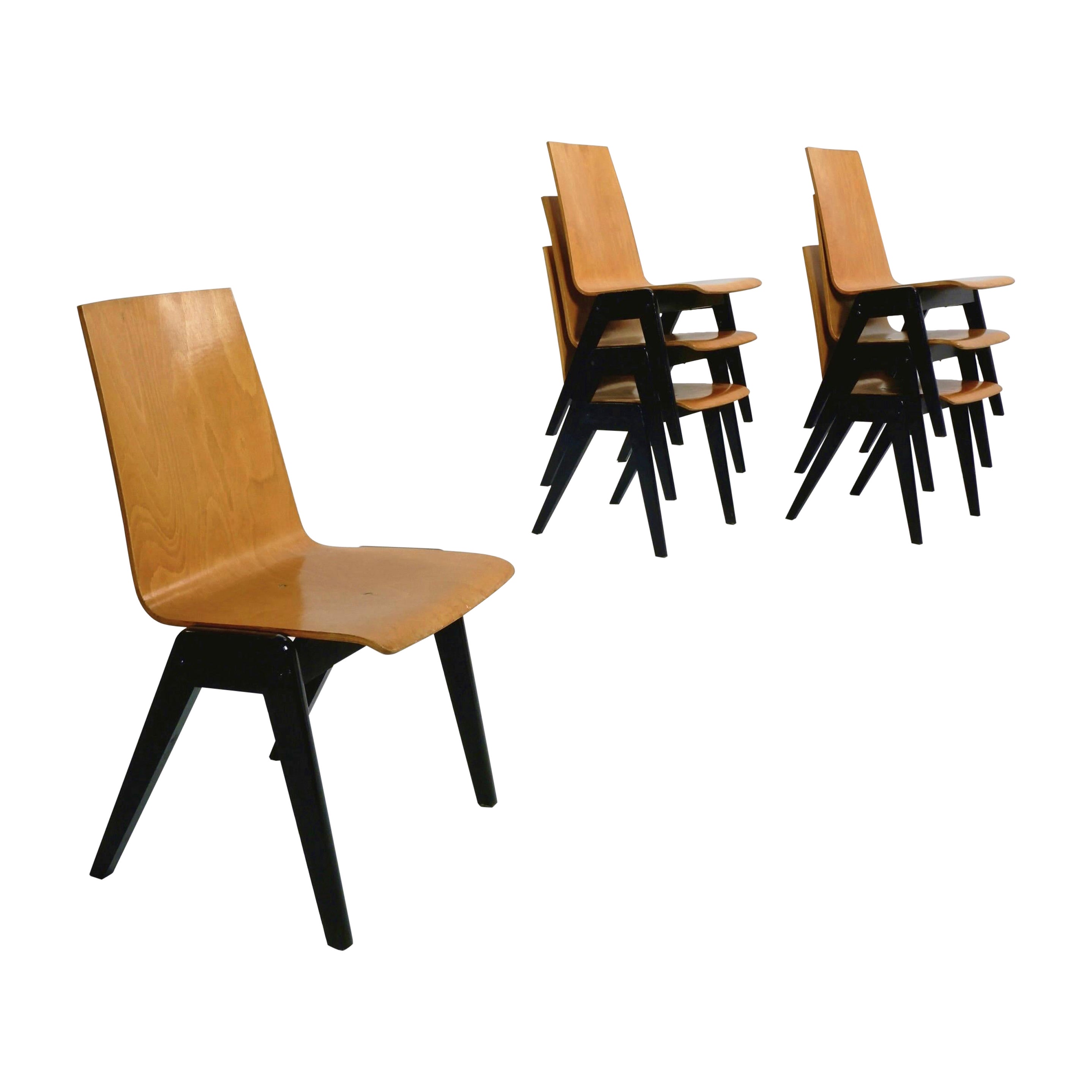 Plywood Stacking Chairs attrb. Roland Rainer, c.1950 For Sale